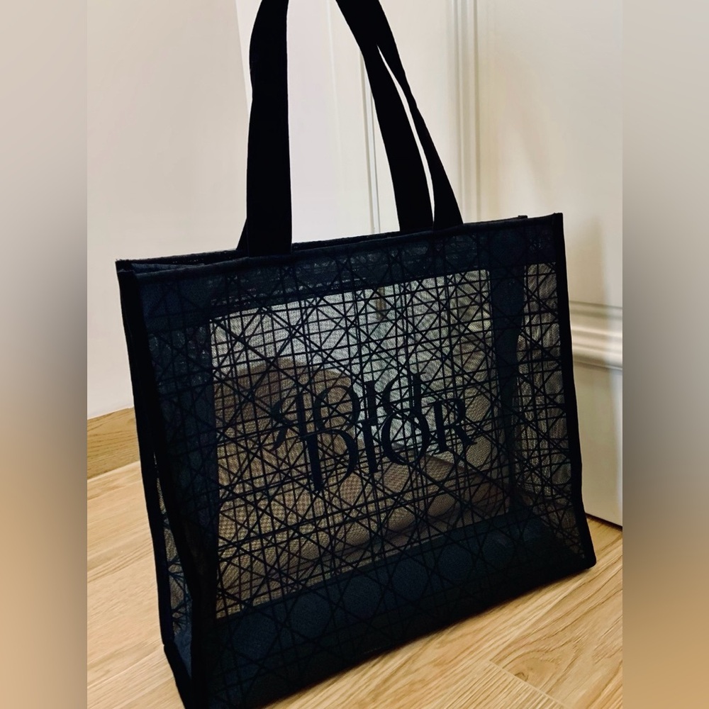 Christian Dior Beauty Parfums Makeup Black Velvet Mesh Large Tote Bag - Picture 4 of 15